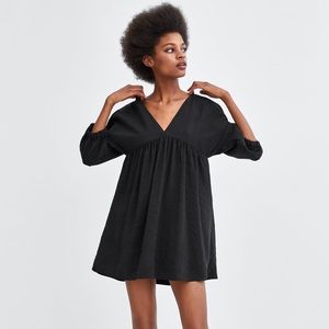Zara Black Babydoll Mini Dress
